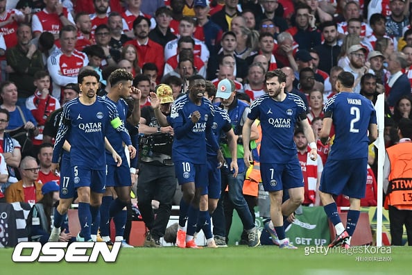‘이강인 끝내 결장’ PSG, ‘뎀벨레 짜릿 결승골’ 아스날 원정 1-0 승리… UCL 결승행 ‘청신호’