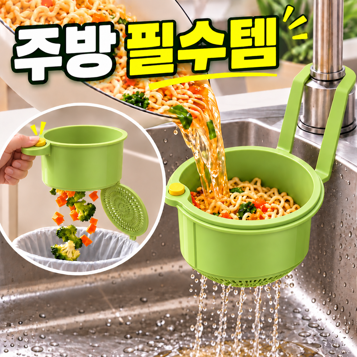 싱크대 거름망 고민 끝! 원터치 걸이형 3,800원